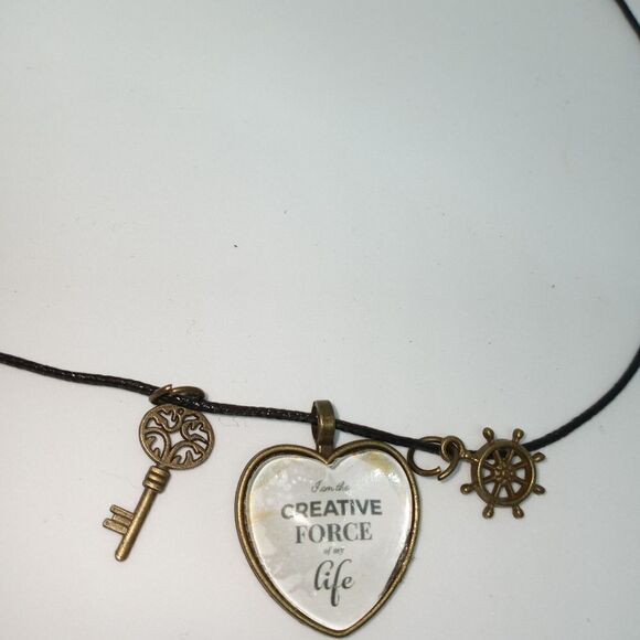 Custommade I am the creative force of my life Black M tee w Glass Heart pendant - Picture 11 of 11